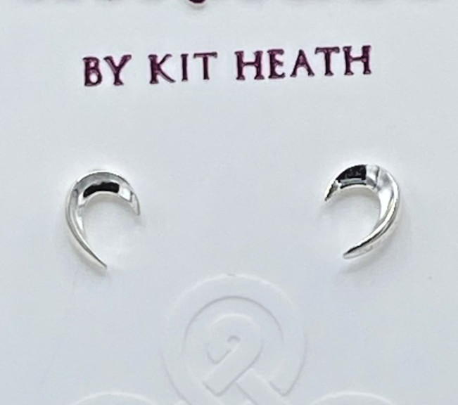 Kit Heath Sterling Silver Signed Twine Thorn Mini Curve Earrings   NWT Gift Box