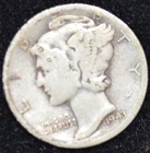 1943-D VERY GOOD  Mercury Dime, 90% SILVER!
