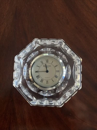VTG Waterford Crystal Octagon Mini Desk Clock Clear 2.75"