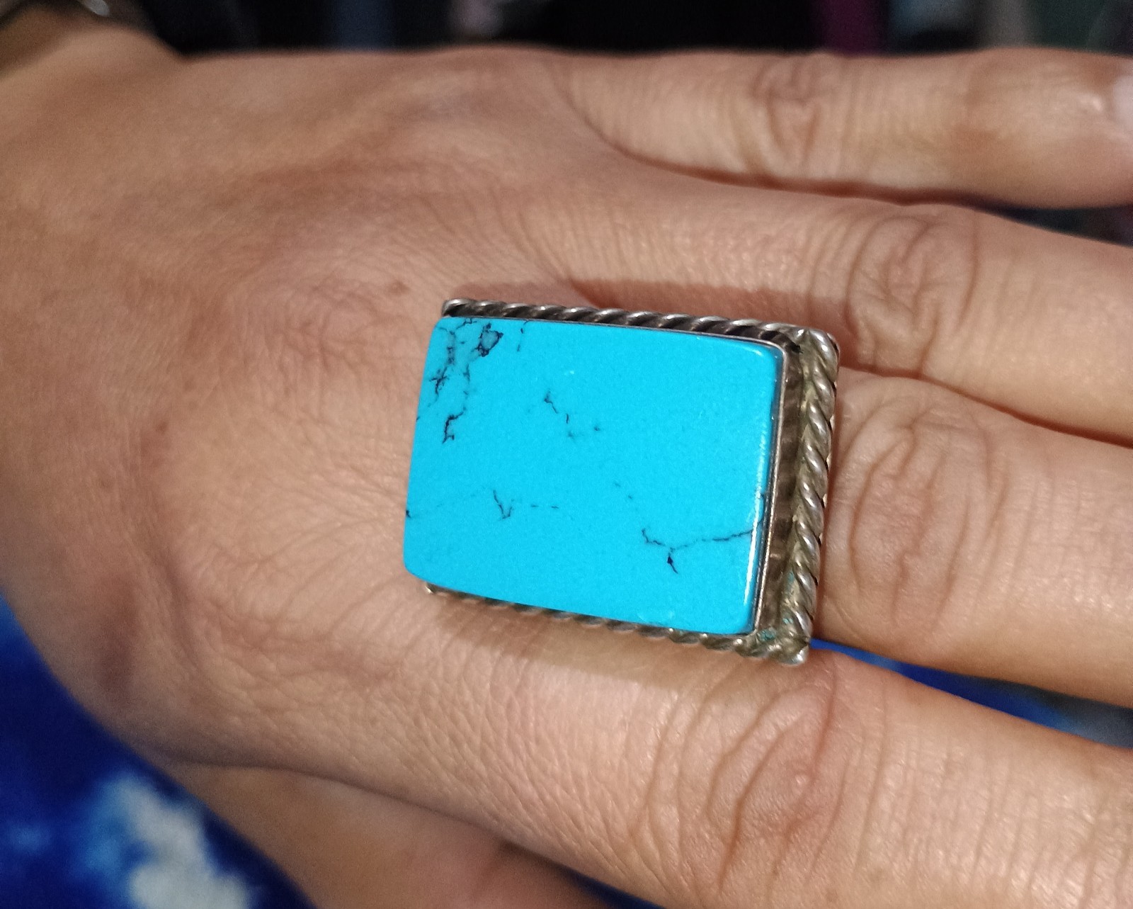 Large adjustable Texaco Sterling Silver Ring  Tur… - image 14