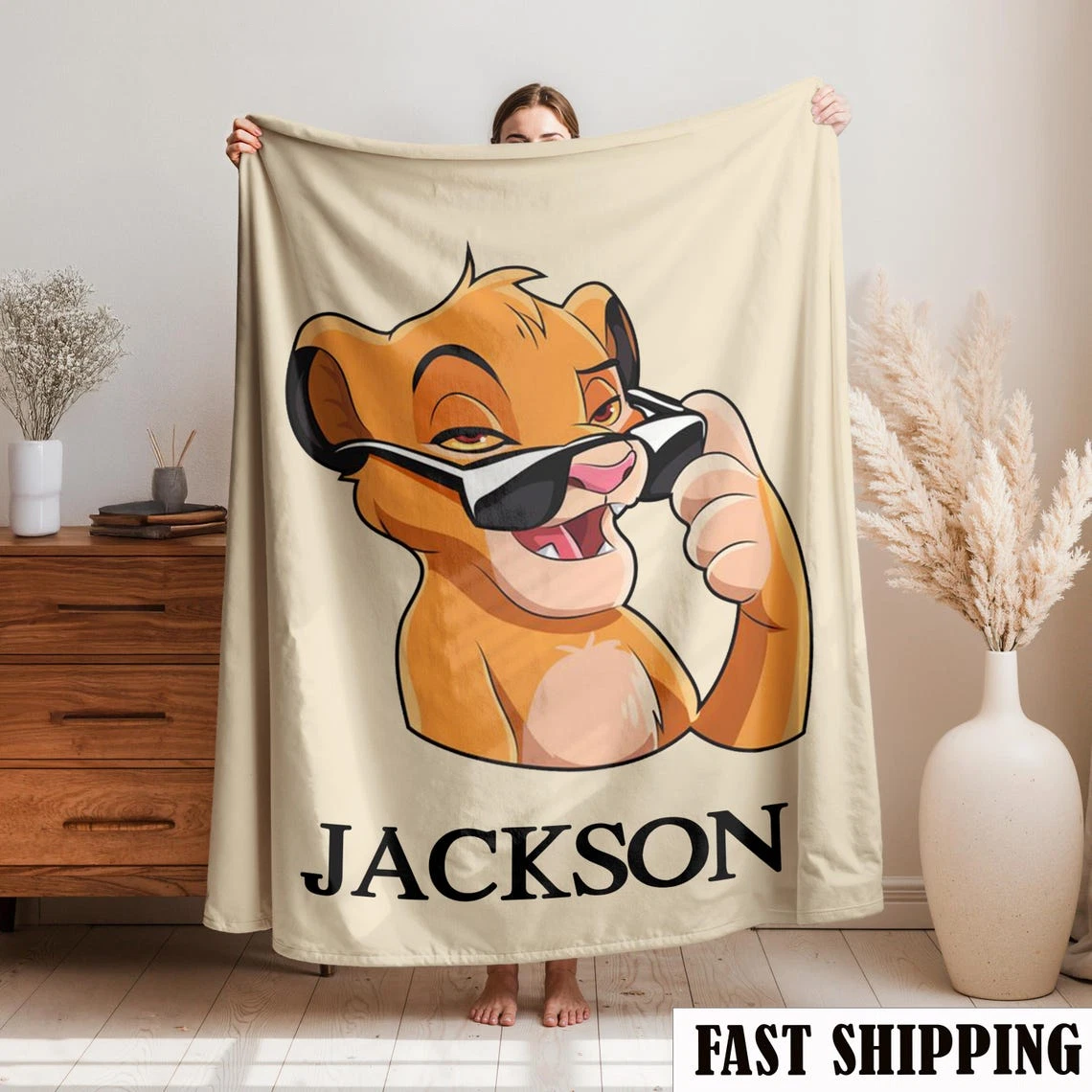 Personalized Disney Simba The Lion King Fleece Blanket