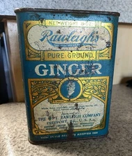 Rawleigh's Ginger Tin VTG Advertising Tin Blue - Still Full