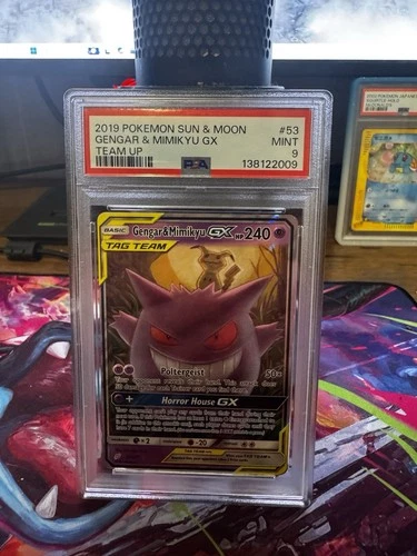 Pokémon TCG Gengar & Mimikyu GX Holo Ultra Rare Card 53/181 PSA 9