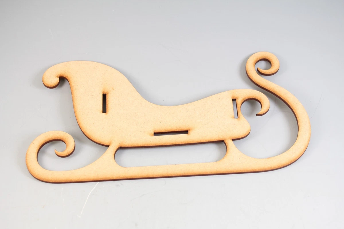 Trineo Santa 3mm MDF corte láser pequeño 25cm largo para montar y decorar