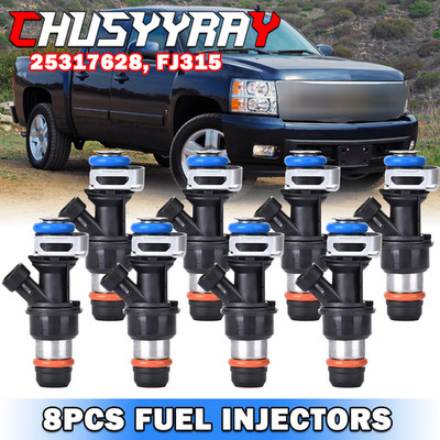 Set of 8 Fuel Injectors For 2001-07 Chevy Silverado 4.8L 5.3L 6.0L 25317628
