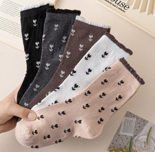 5 Pairs Women  s Socks Arrow/Heart Valentine's Cute Small Flower