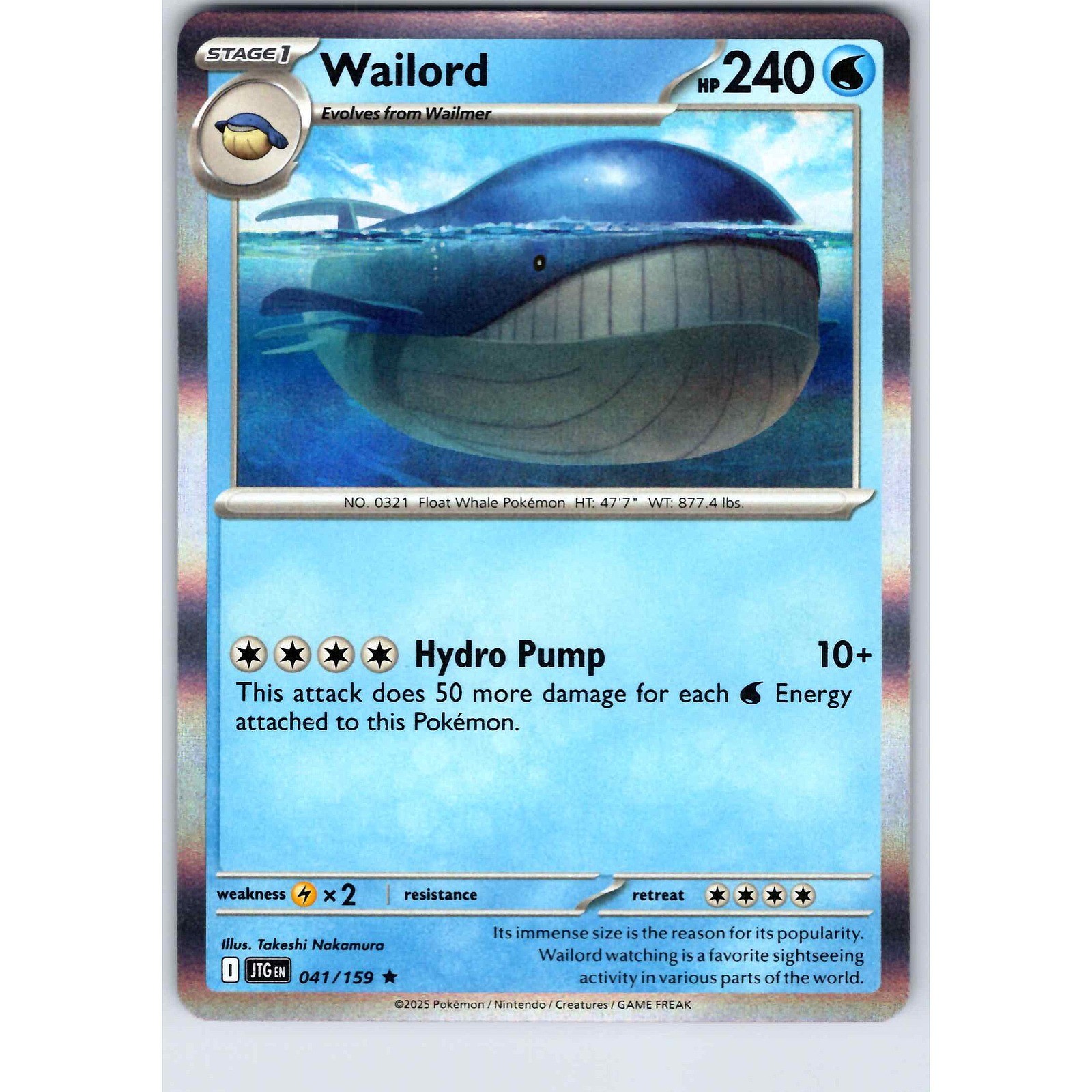 Wailord 41/159 Journey Together Pokemon Card Rare Holo NM TCG singles Near Mint