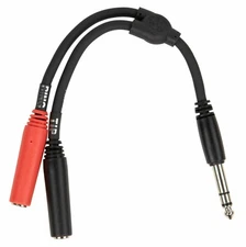 Pig Hog PY-S214F 1/4" TRS (Male) to Dual Mono 1/4" (Female) Y-Cable, 6"