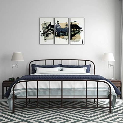 DHP LAFAYETTE МЕТАЛЛИЧЕСКАЯ КРОВАТЬ КОРОЛЕВСКОГО РАЗМЕРА С ДЕРЕВЕНСКИМ ИЗОГНУТЫМ ИЗГОЛОВЬЕМ 4332349 - БРОНЗА - Изображение 3 из 4