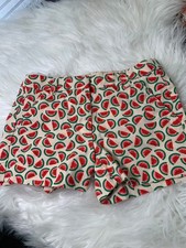 Crewcuts Chino Shorts Girls Size 8 White Fruit Watermelon Print Cotton Pockets