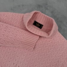 Fendi Pink Cable Knit Wool Angora Blend Turtleneck Sweater Size 44 Made in Italy