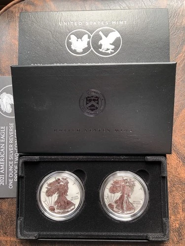 American Eagle 2021 One ounce Silver Reverse Proof Two-Coin Set 21XJ