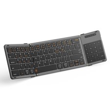 Foldable Bluetooth Keyboard, Portable Full Size Folding Keyboard with Touchpa...