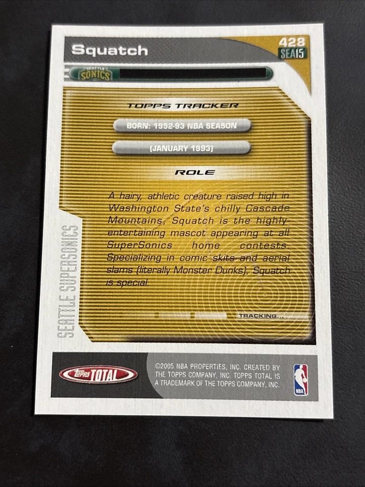 2004-05 Topps Total Basketball Card #428 Squatch Sonics Mascot - Image 2 of 4