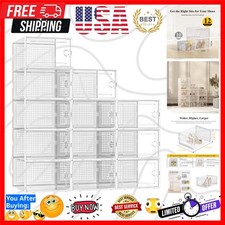 X-Large Stackable Shoe Storage Boxes   12 Pack Clear Organizers for All Spaces