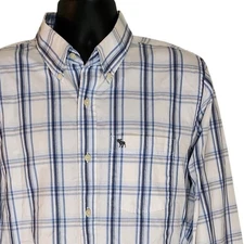 Y2K Abercrombie & Fitch Plaid Button Down Shirt Long Sleeve Moose Logo Mens XXL