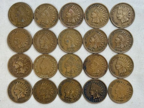 20 PC. LOT Of 1908 1c Indian Head Cent Penny VF Very Fine HIGHER NICER GRADE NR