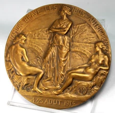 1914 French 3" WWI Battle Bronze Medal !!