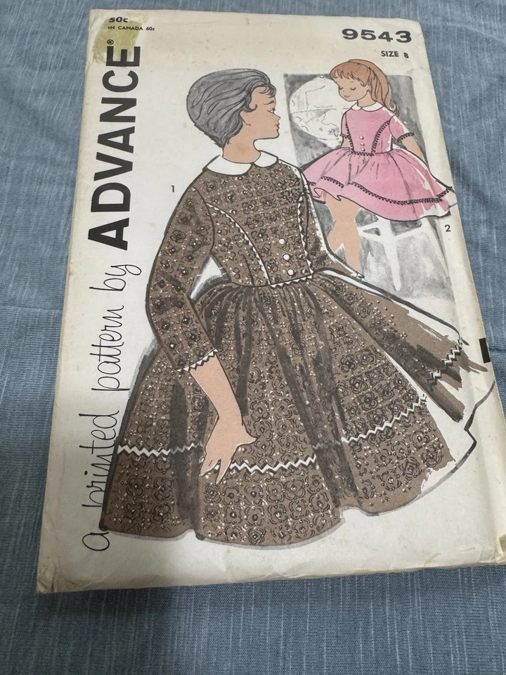 ADVANCE VTG 1960’s #9543 VINTAGE GIRLS PRINCESS SEAM DRESS PATTERN SZ 8 UNCUT;FF - Image 2 of 4