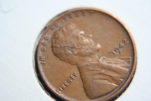 1942  Lincoln Wheat Cent  Lamination Error - Picture 1 of 3
