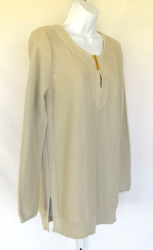 DANA BUCHMAN NEW WITH TAGS SWEATER TOP COTTON SIZE MEDIUM TAN COLOR - Picture 4 of 12