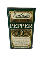 Vintage Rawleigh’s Pure Granulated Pepper Tin Old Advertising Spice Can 16 oz