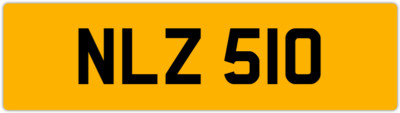 NLZ 510 N 3x3 DATELESS PRIVATE NUMBER PLATE NAT NAD NADIA NEL NEIL NIALL NINA NS