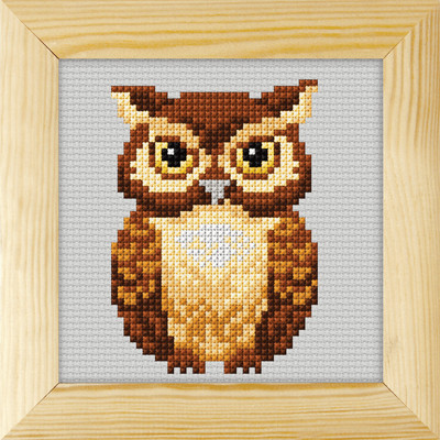 Orchidea Counted Cross Stitch Kit: with Frame: Owl
