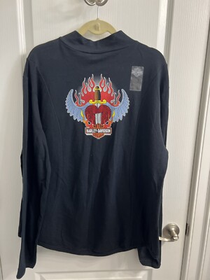 Harley Davidson Full Zip Cotton Light Weight Jacket Sz 2XL Blue