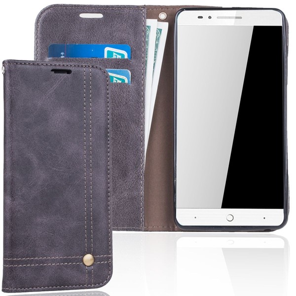 Handy Tasche Zte Blade L7 Flip Cover Case Schutz HüLle Wallet Schale Etuis Grau-image