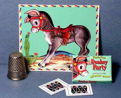 Dollhouse Miniature 1:12 Pin the Tail on the Donkey Game 1940s 1950s retro party