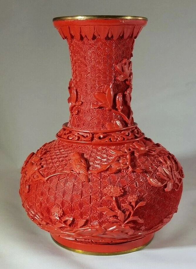 红色黄铜主中国古董花瓶| eBay