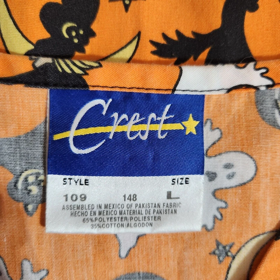 Camisa Médica Grande Crest para Mujer Halloween Fantasma Bruja Negro Gato Araña Naranja Foto 4 de 4