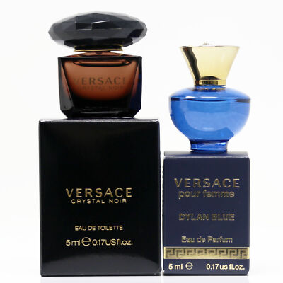 2pc Mini Gift Versace Crystal Noir EDT 5ml and Dylan Blue Femme EDP 5ml, NEW!!