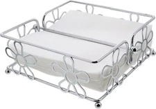 Chrome Napkin Holder with Flower Design