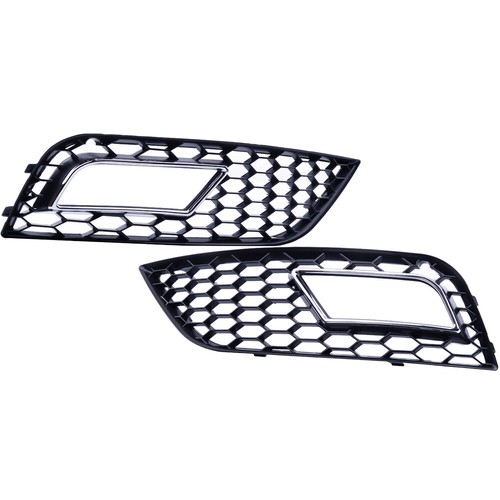 Paar Kühlergrill Blende Nebelscheinwerfer für Audi A4 B8.5 2013-2016 Schwarz - Picture 9 of 10