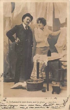 Old postcard fantasy, art photo couple (139467)