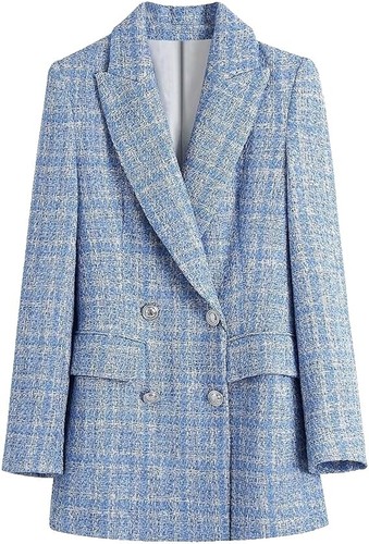 Blazer Vintage Femme Megan Lee Taille 16P Bleu à Motif écossais (plaid) - Occasion Très Bon état