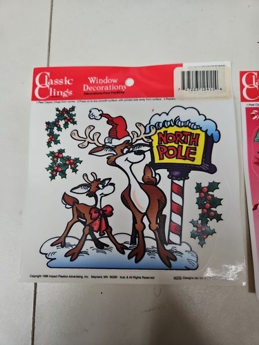 Vintage Christmas Holidays Window Clings - Set Of Two From 1996 - Picture 2 of 6