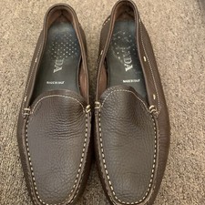 Prada Brown Pebbled Leather Slip On Driving Loafer Moccasins Size EU 37