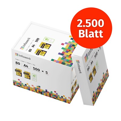 Infowerk Printerpapier Kopieerpapier 2500 Vellen 5 X 500 A4 80g A4 80g Premium Wit Testwinnaar Pefc 1082316855