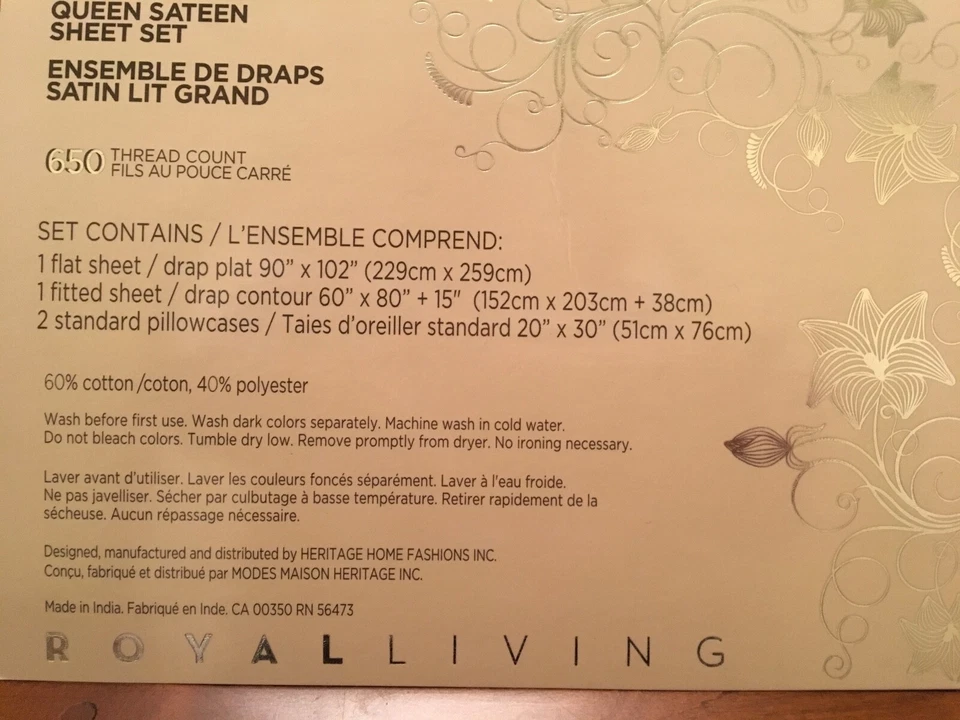 Juego de sábanas Royal Living Queen gris lavanda 650 hilos satén resistente a arrugas Foto 3 de 4