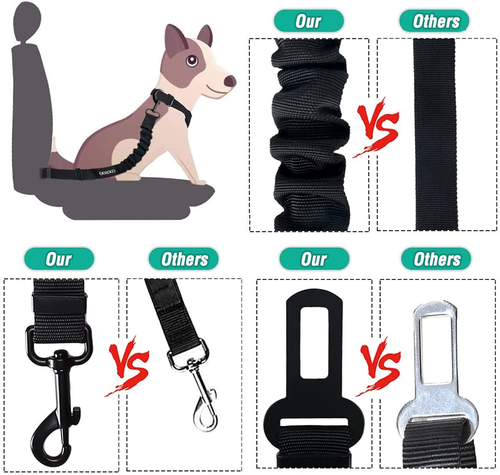 Juflix Dual Use Adjustable Dog Car Harness Restraints Leads Pet Puppy Dog Safety Seat Belt For Any Cars Vehicle Travel Dog Dog Seat Belt For Car Harness Boot,Accessories - View #8