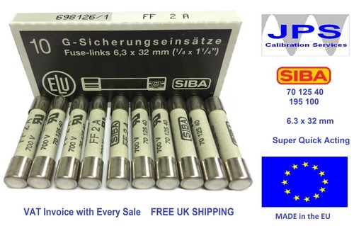 SIBA 70 125 40 Fuse 6.3x32mm Super Fast Acting -Pick Your Rating- type FF Pk5/10 - Picture 29 of 52
