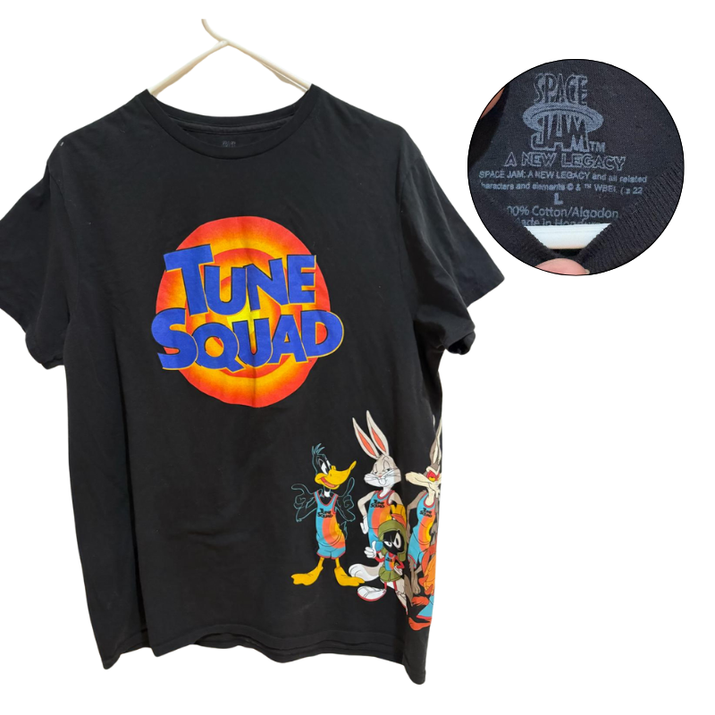 ALTRA T shirt Space Jam Tune Squad taglia L nera personaggi Looney Tunes maglietta grafica