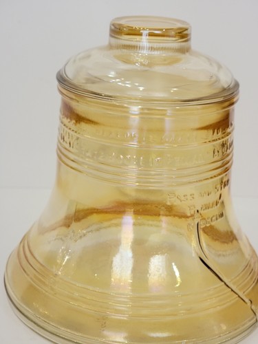 New Vintage 1976 Liberty Bell Cookie Jar Amber Carnival Glass Bartlett-Collins - Picture 13 of 24