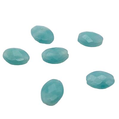 Sparkly Premium Amazonite Faceted Oval Beads 8x6mm Blue