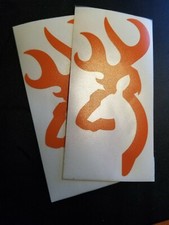 Browning Buckmark 3x6 Orange Vinyl Decal. You Get 2.