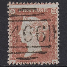 D45_19 GB QV 1855 1d RED-BROWN PLATE 194 SG22-C2(1) IC FU LIVERPOOL 466 MISPERF