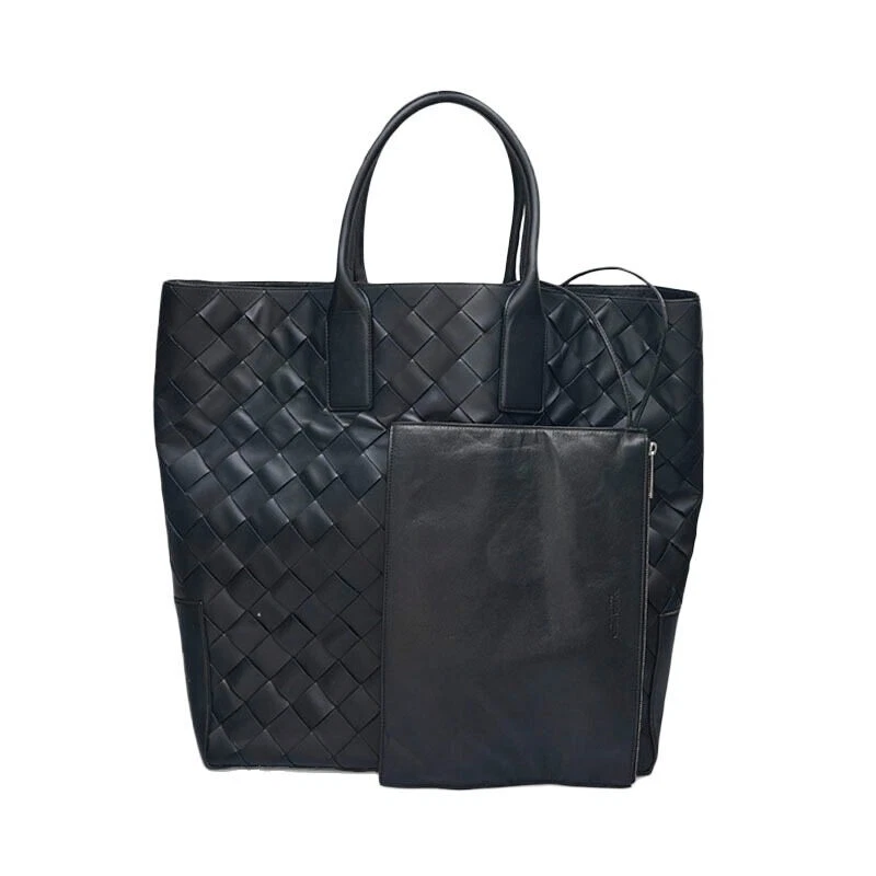 Borsa shopper Bottega Veneta nera intrecciata